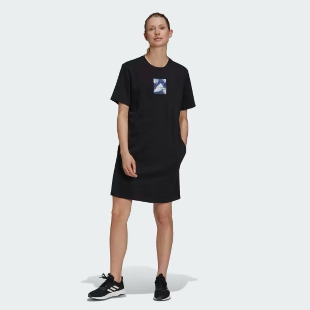 Adidas Black Sweatshirt Dress with Pockets Size L